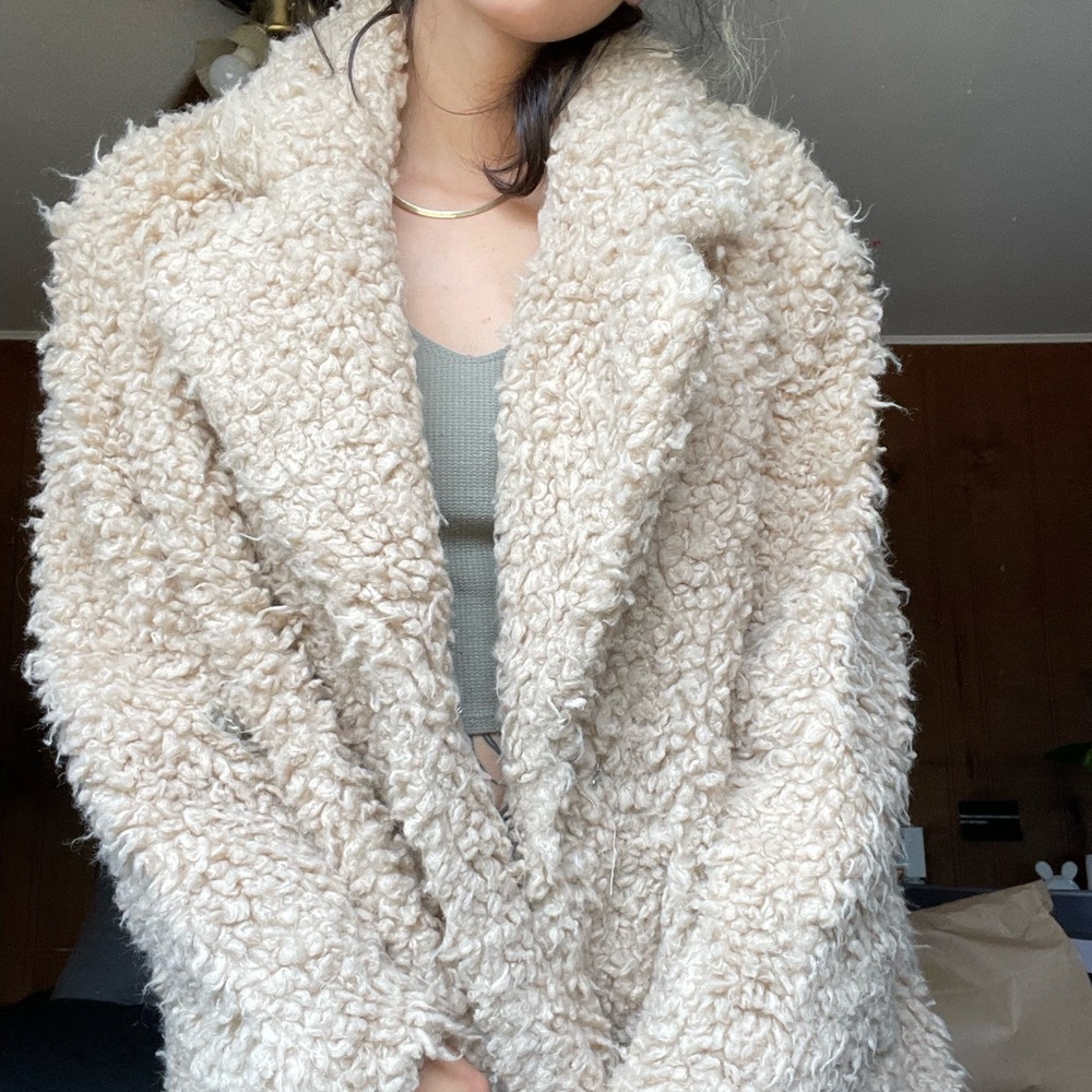 Long fuzzy teddy bear jacket
